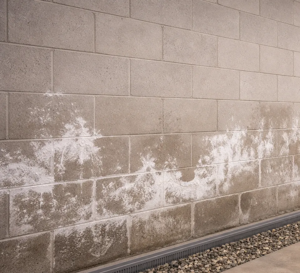 Efflorescence on concrete or masonry