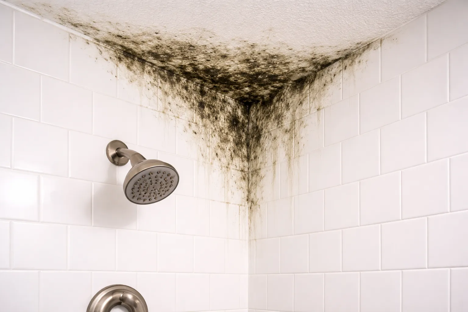 Visible mold or mildew in a bathroom